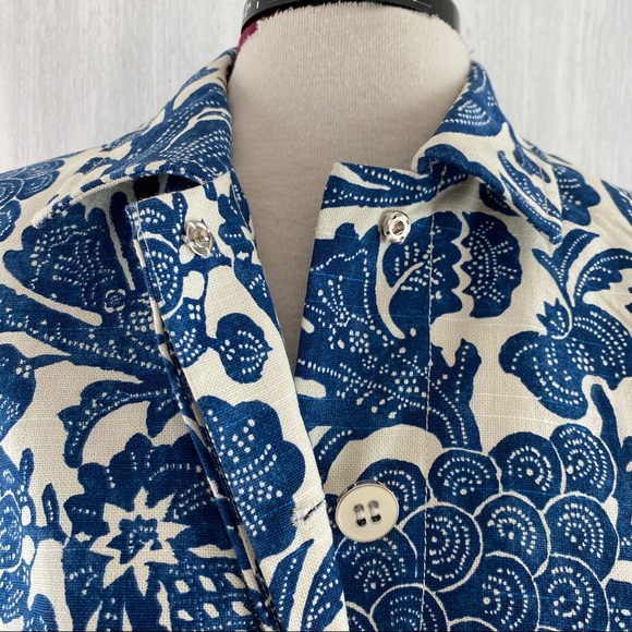 SOLD $$$  J. McLaughlin blue floral cotton coat NEW - Picture 6 of 10